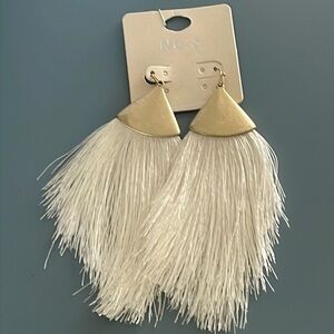 Gold and white “Feather” fashion earrings